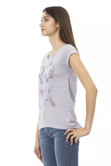 Elegante tee di miscela di cotone grigio