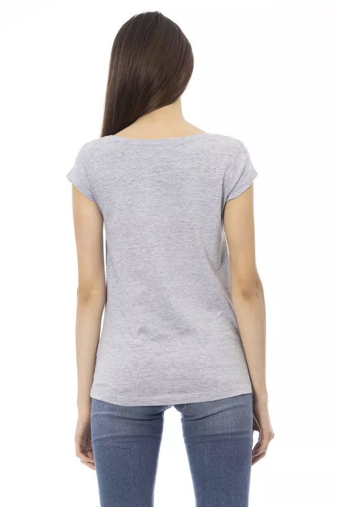 Elegante camiseta de mezcla de algodón gris