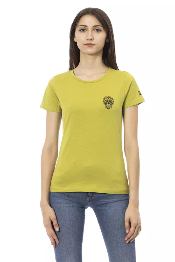 Chic Green T -Shirt mit künstlerischem Frontdruck