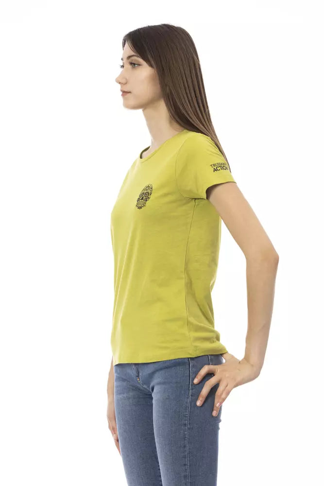 Chic Green T -Shirt mit künstlerischem Frontdruck