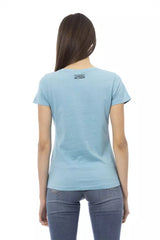 T-shirt à manches courtes bleu clair chic avec imprimé