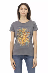 Elegantes graues Kurzarm -Chic -T -Shirt