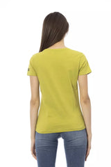 Chic Green T -Shirt mit künstlerischem Frontdruck