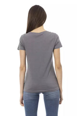 Elegantes graues Kurzarm -Chic -T -Shirt