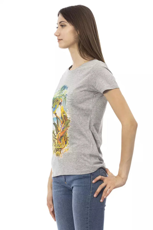 Chic Grey Short Sleeve Cotton-Blend-T-Shirt