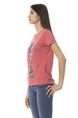 Camiseta de moda de manga corta fucsia