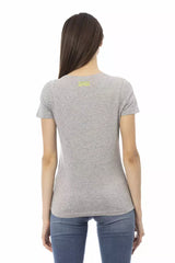 Chic Grey Short Sleeve Cotton-Blend-T-Shirt