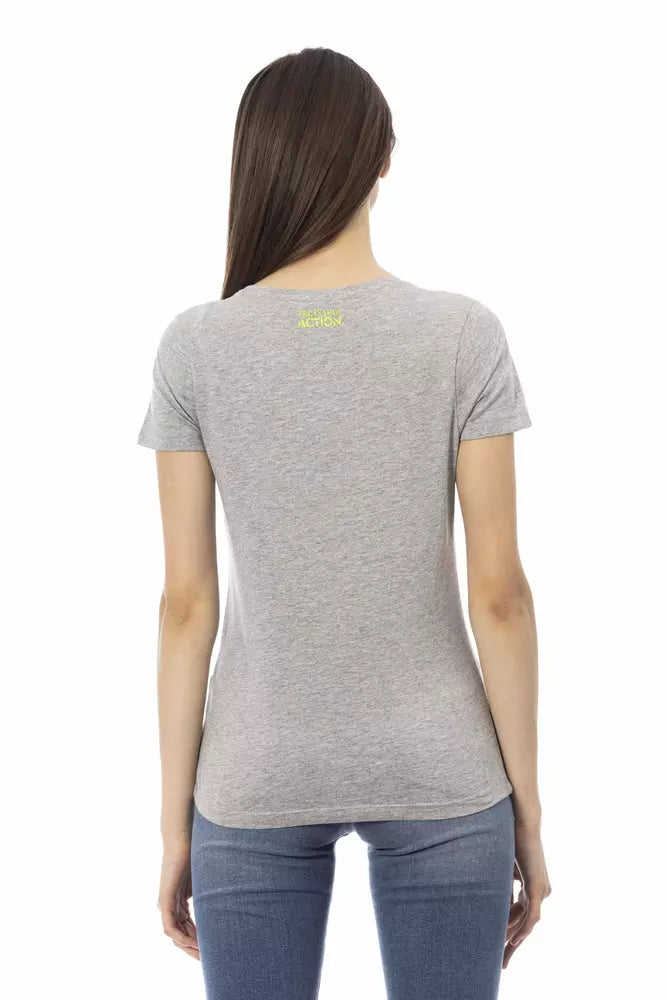 T-shirt de coton à manches courtes gris chic