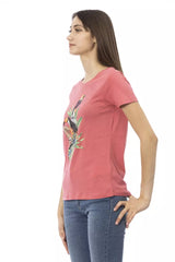 T-shirt de mélange en coton rose élégant