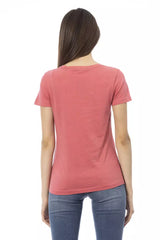 T-shirt de mélange en coton rose élégant