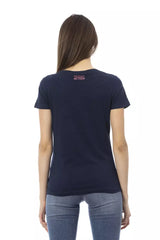 Chic Blue Short Sleeve T-shirt με μπροστινή εκτύπωση