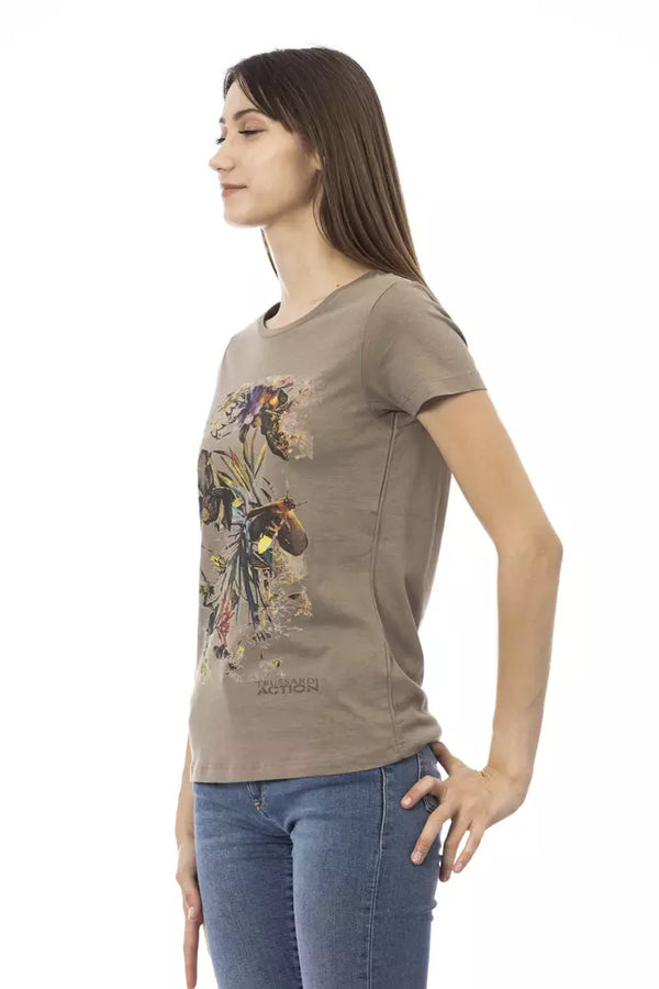 Elegantes braunes T -Shirt mit schickem Frontdruck