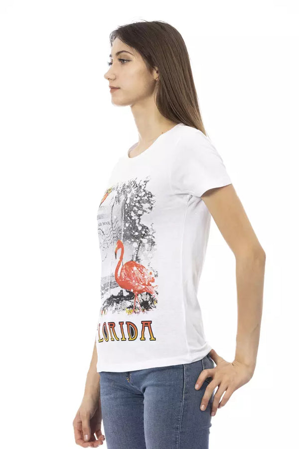 Elegante camiseta de manga corta blanca con estampado elegante