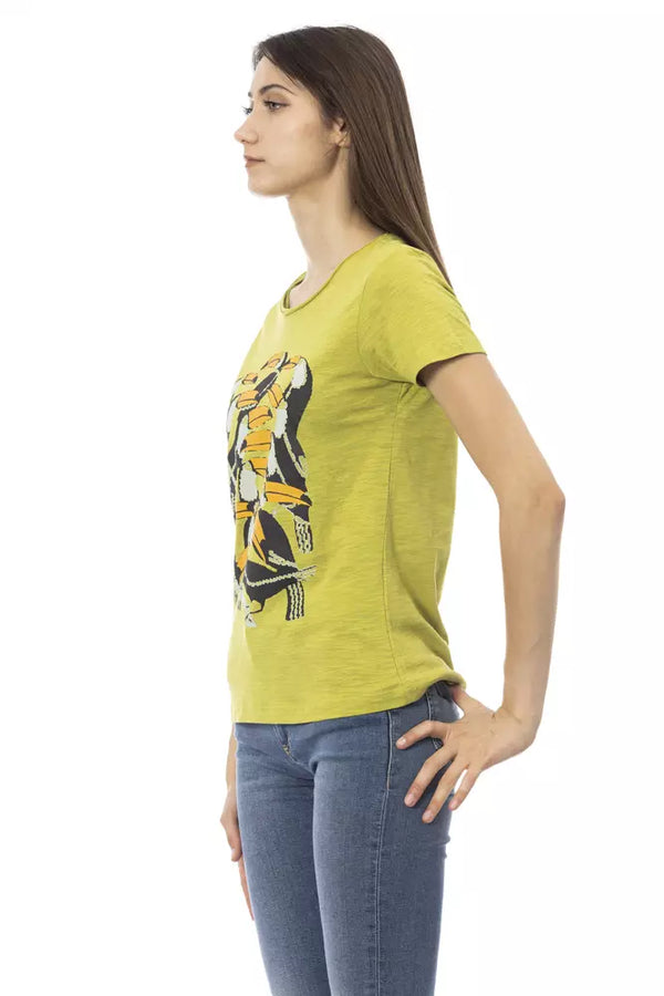 Elegantes grünes T -Shirt mit schickem Frontdruck