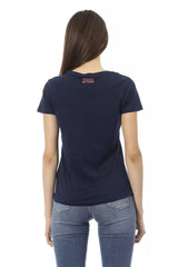 Chic Blue Short Sleeve Round Neck T -Shirt