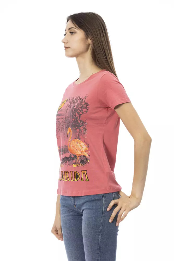 Camiseta de estampado rosa elegante para looks de verano modernos