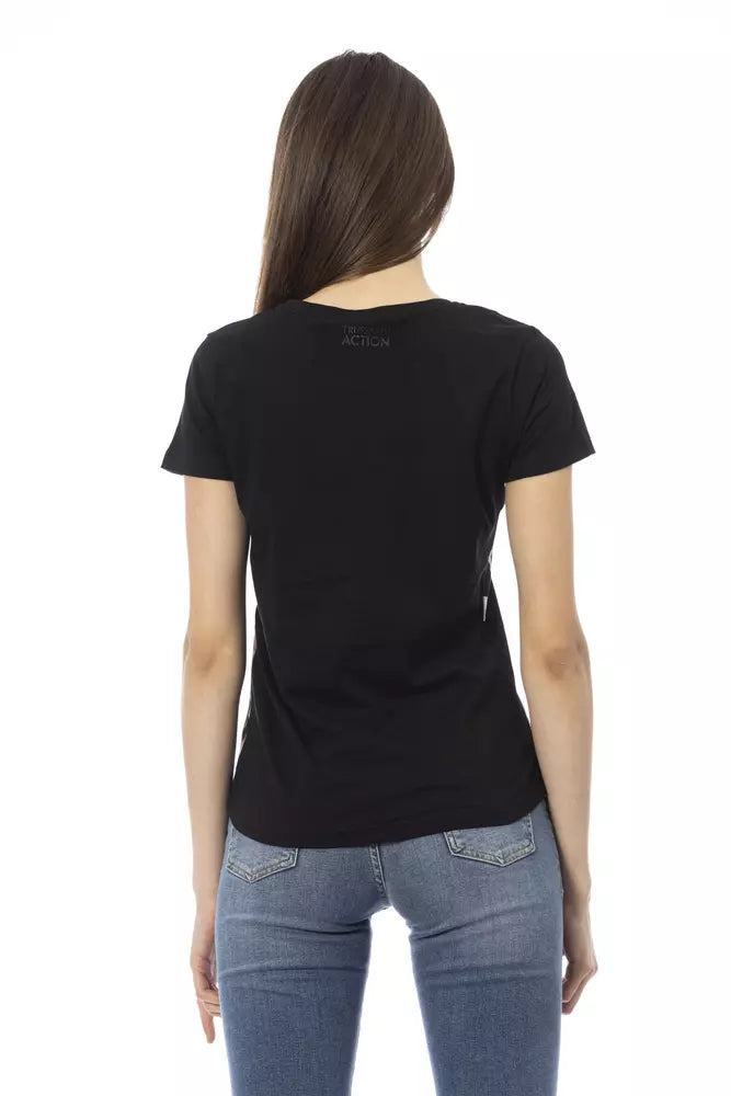 Chic Black Short Sleeve Round Neck T -Shirt