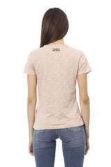 Elegantes rosa Kurzarm -T -Shirt mit schickem Druck