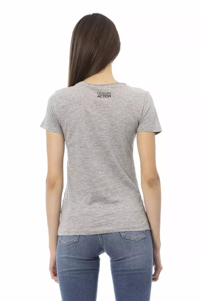 Chic Grey Short Sleeve Round Neck T-Shirt