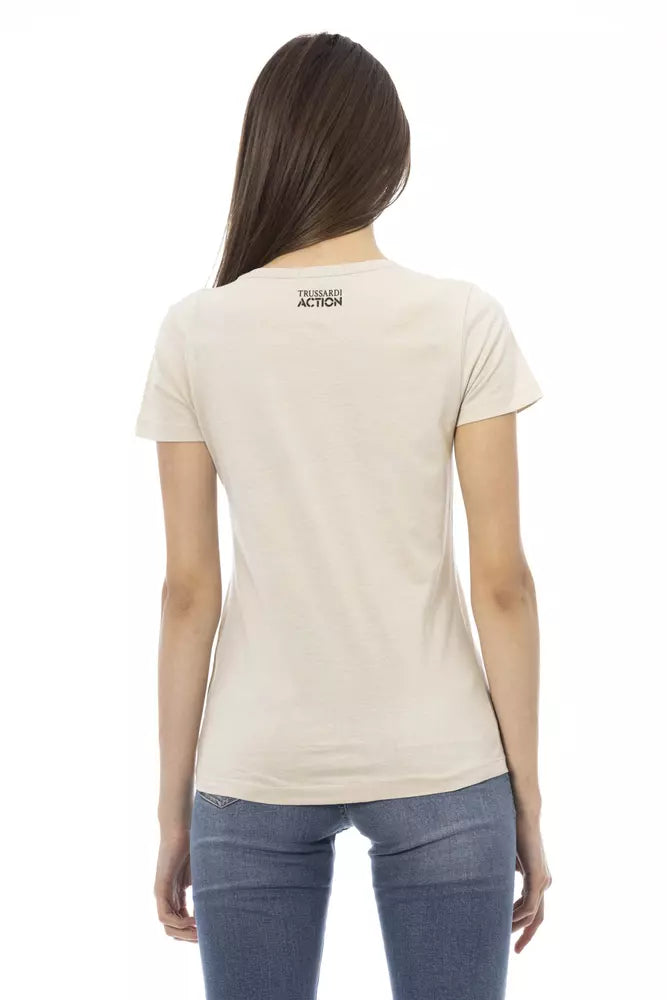 Tee casual de mezcla de algodón beige