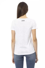 Chic White Baumwollmischtee mit Frontdruck