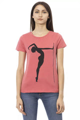 T-shirt de coton à manches courtes rose chic