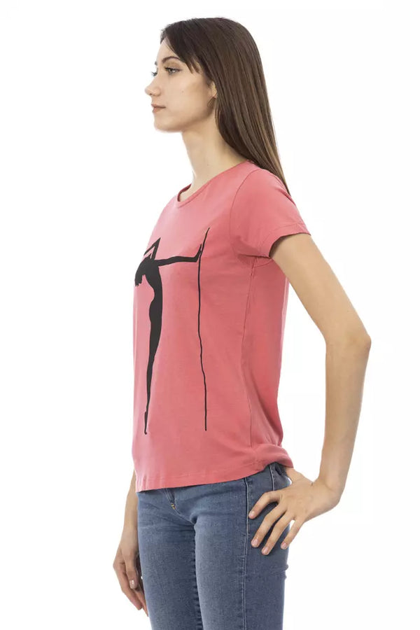 TEE de algodón de manga corta de color rosa elegante