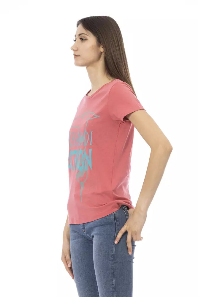 Chic Pink Short Sleeve Round Neck T -Shirt