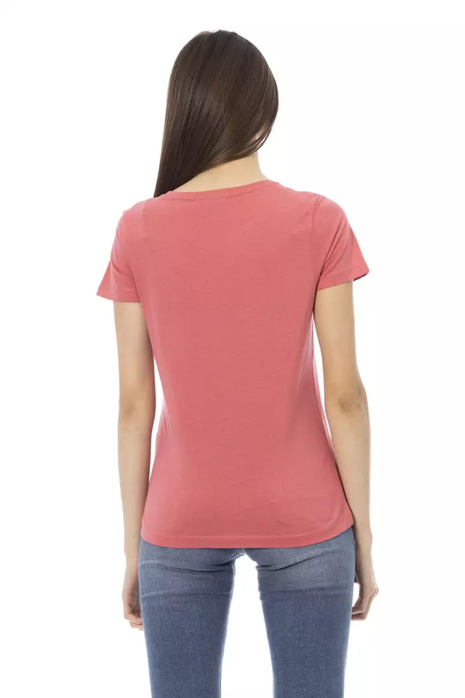 Chic Pink Short Sleeve Round Neck T -Shirt