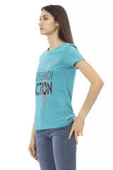 Elegante tee a maniche corte azzurra