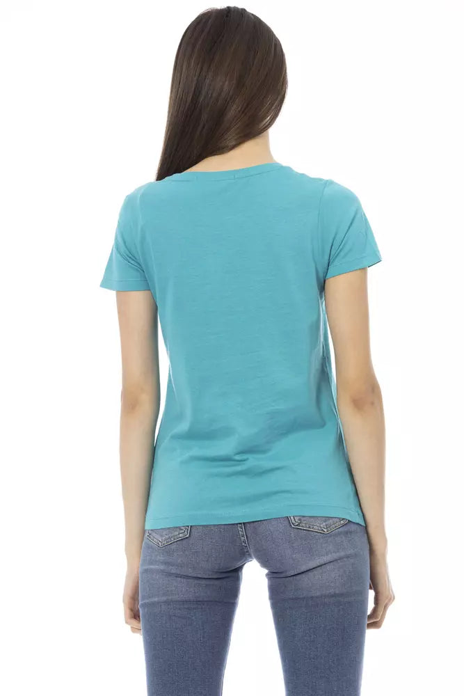 Elegante tee a maniche corte azzurra