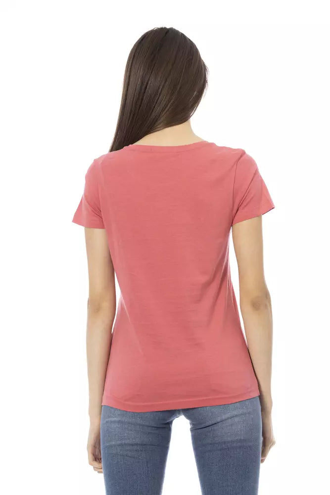 Elegantes rosa Kurzarm -T -Shirt mit schickem Druck