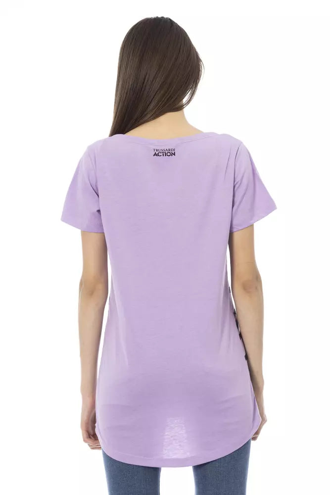 Chic Purple Short Sleeve Round Neck Tee