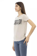 Elegante tee a collo rotondo a manica corta beige