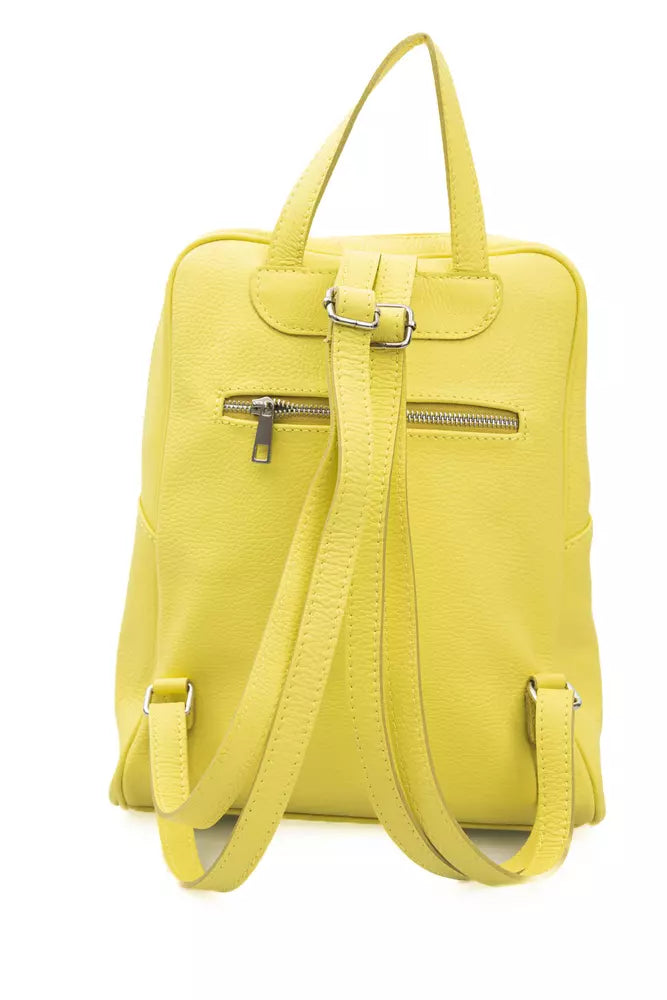 Sac à dos en cuir jaune soleil