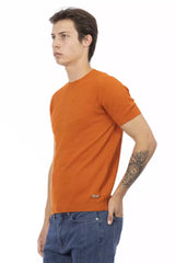 Orange Cotton Men Sweater