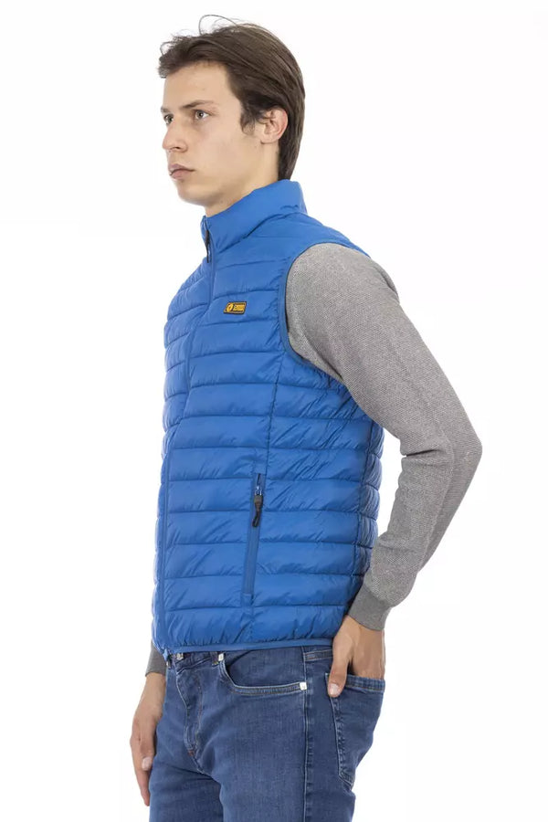 Elegante chaqueta sin mangas en azul