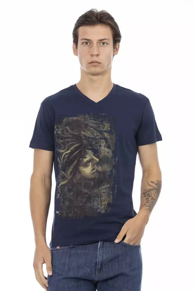 Camiseta azul elegante de manga corta