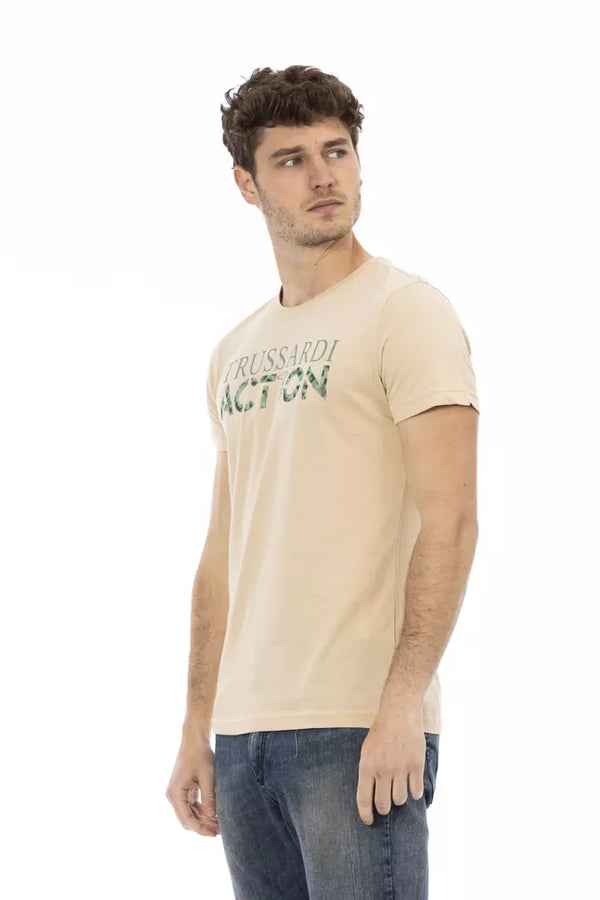 Elegante tee a collo rotondo a manica corta beige