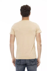 Elegante tee a collo rotondo a manica corta beige