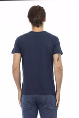 V-Ausschnitt Kurzarm Stylish Blue T-Shirt