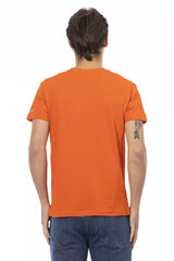 T-shirt à col en V orange avec charme graphique