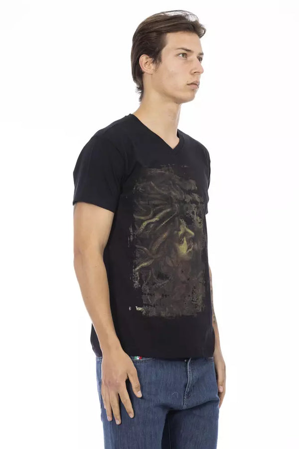 Black Cotton Men's V-Neck T-Shirt