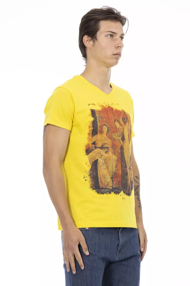 Sunshine Yellow V-Neck Tee με γραφική γοητεία