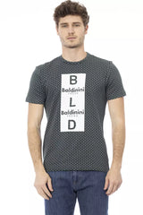 Elegantes grüne Baumwoll -T -Shirt mit vorderen Druck