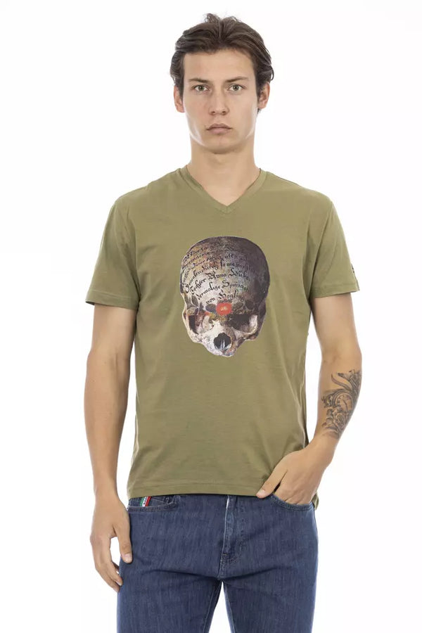 Elegante camiseta con cuello en V con elegante estampado frontal