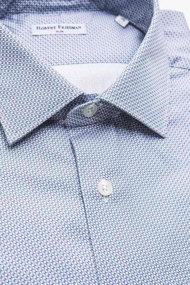 Camisa de algodón de cuello delgada elegante mediana