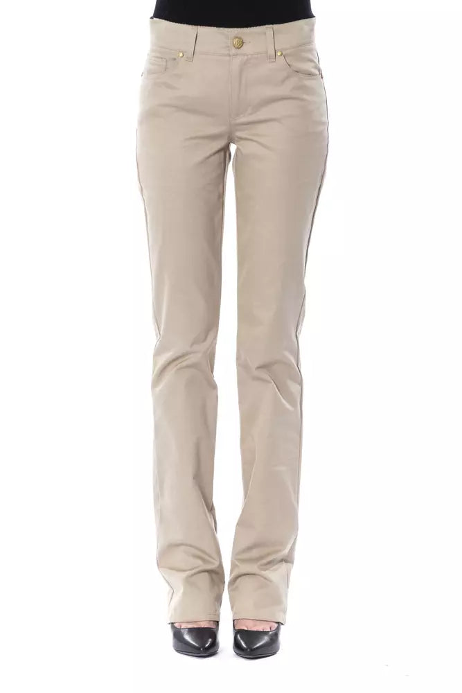 Elegantes pantalones de algodón beige