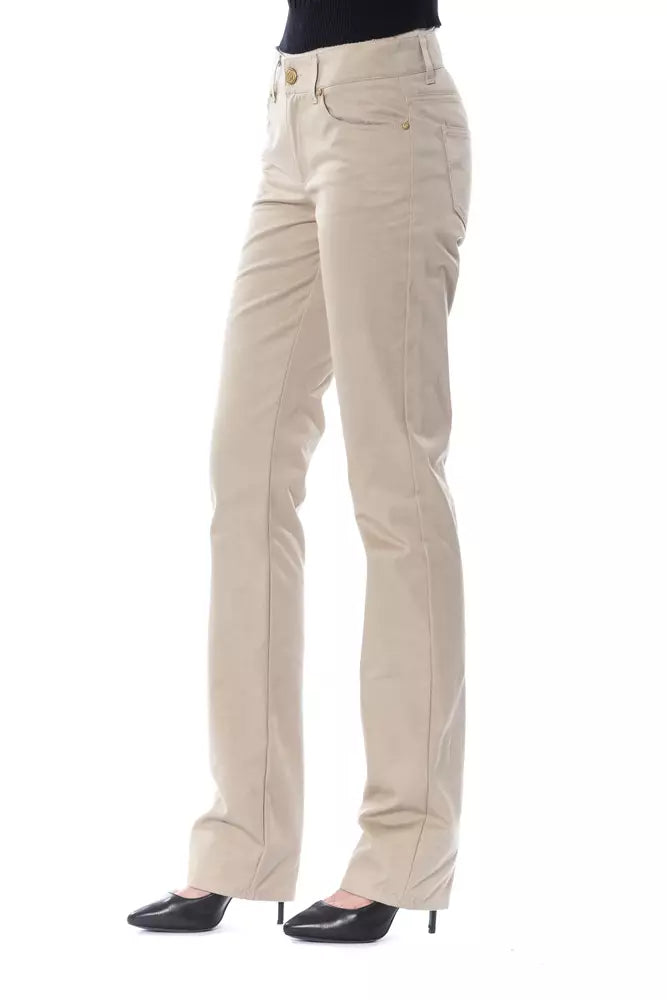 Eleganti pantaloni di cotone beige