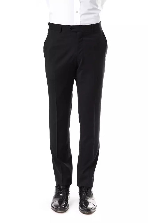 Elegantes pantalones de traje de lana gris